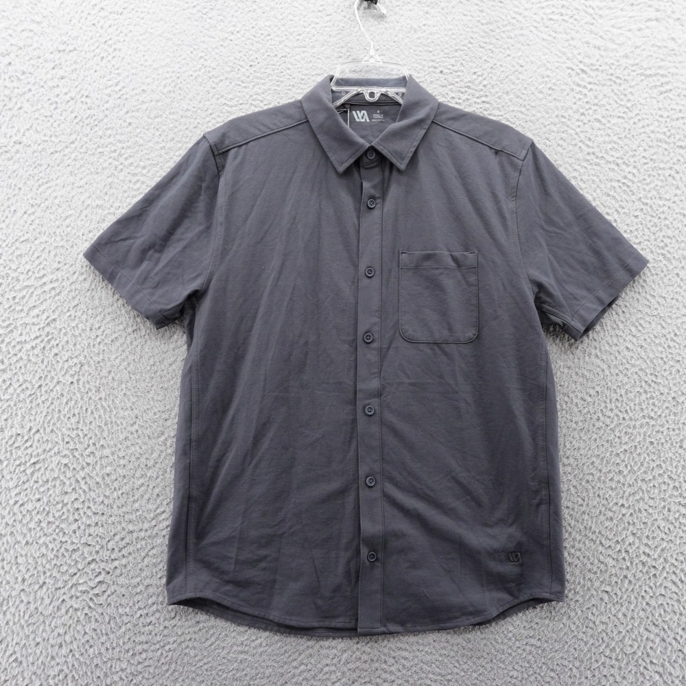 VRST Mens‎ Small Refined Knit Button Down Shirt Dark Gray Casual NWT